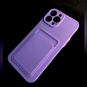Purple Silicone iPhone 13 Pro Max Phone Case with Card Holder